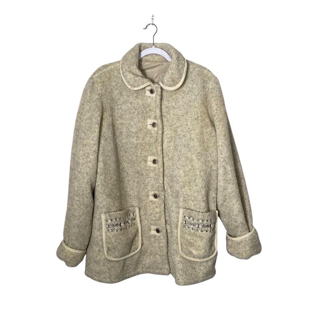 Vintage Tudor Court Button Front Speckled Fleece Jacket/Shacket Women's Size Med